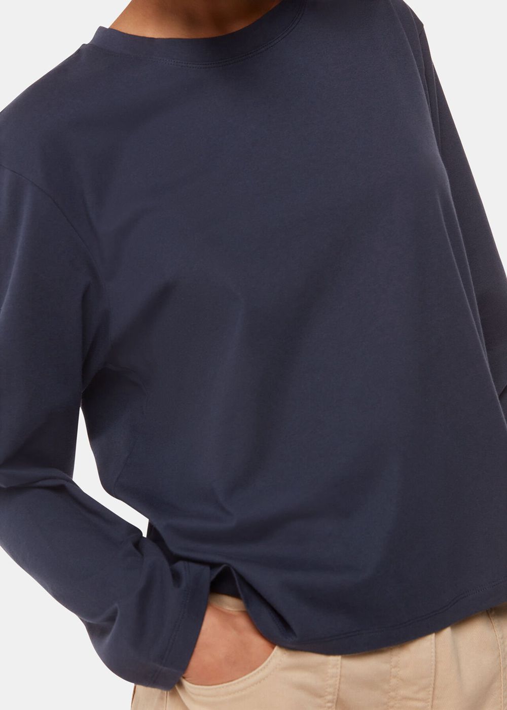 Whistles Relaxed Long Sleeve T-Shirt Navy | US-59146FTIK