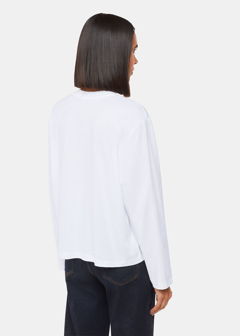 Whistles Relaxed Long Sleeve T-Shirt White | US-17380ORXQ