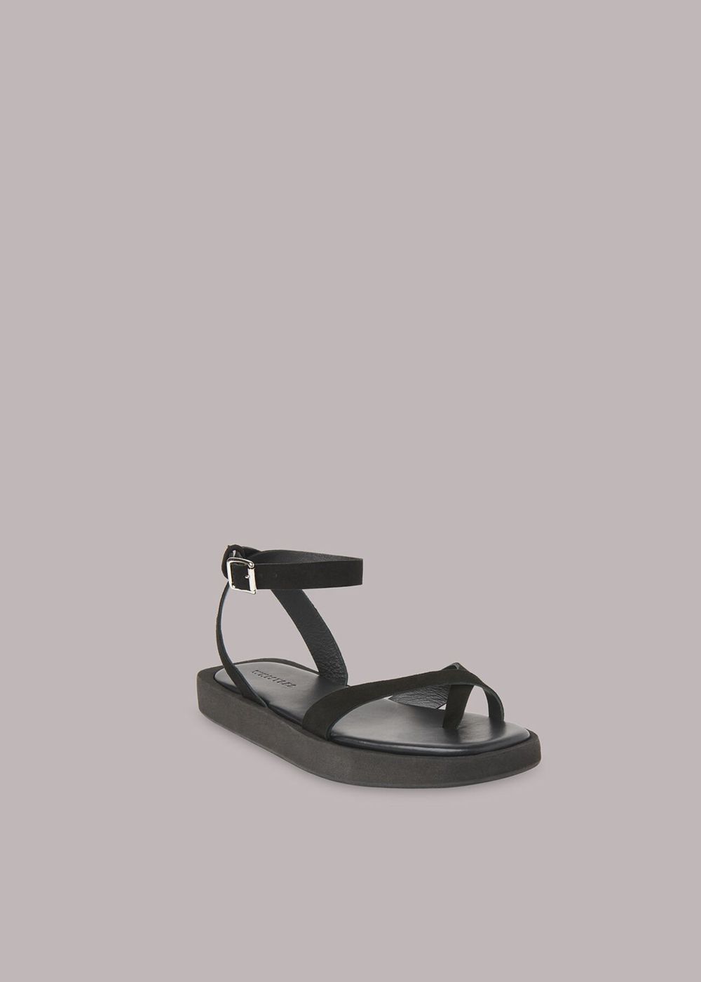 Whistles Renzo Suede Sandals Black | US-04579FHPS