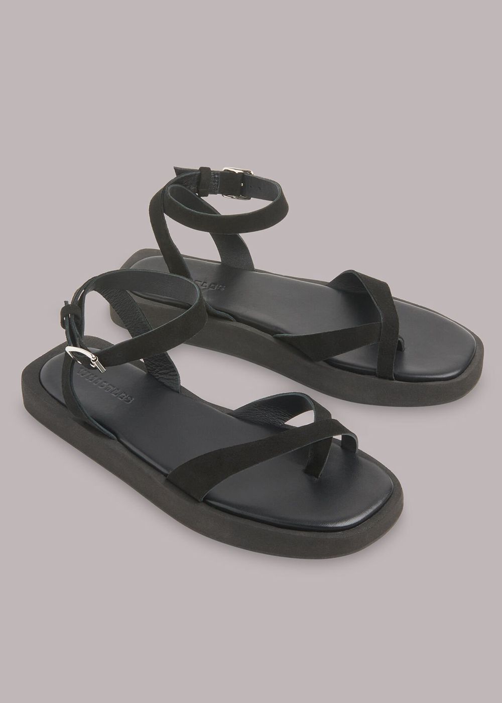 Whistles Renzo Suede Sandals Black | US-04579FHPS