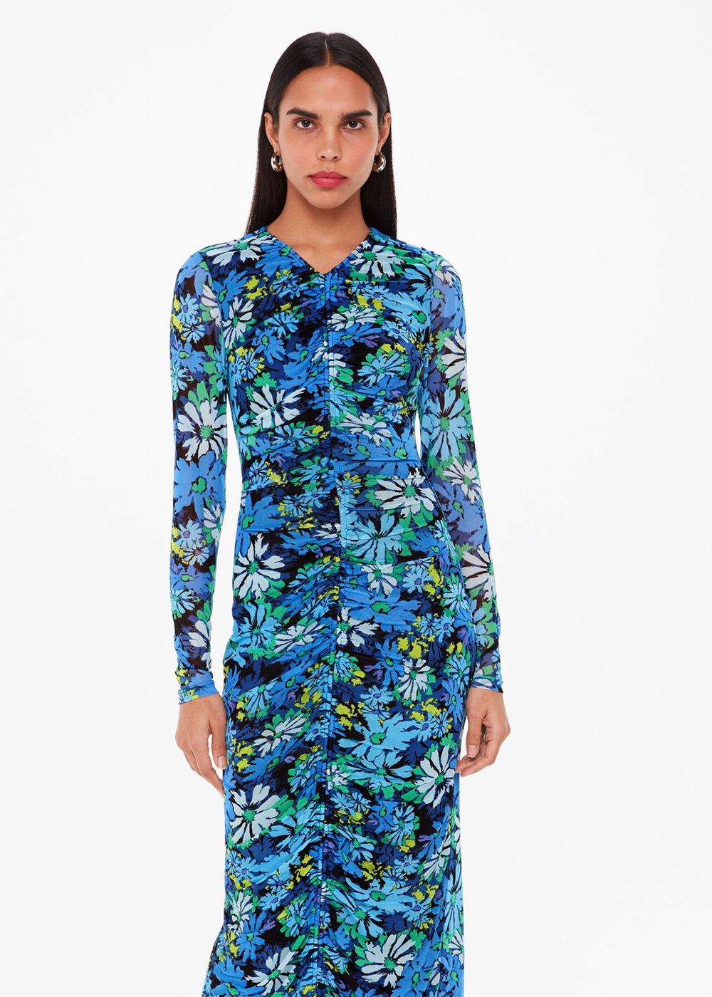 Whistles Retro Floral Mesh Dress Blue / Multicolor | US-28675WQUO