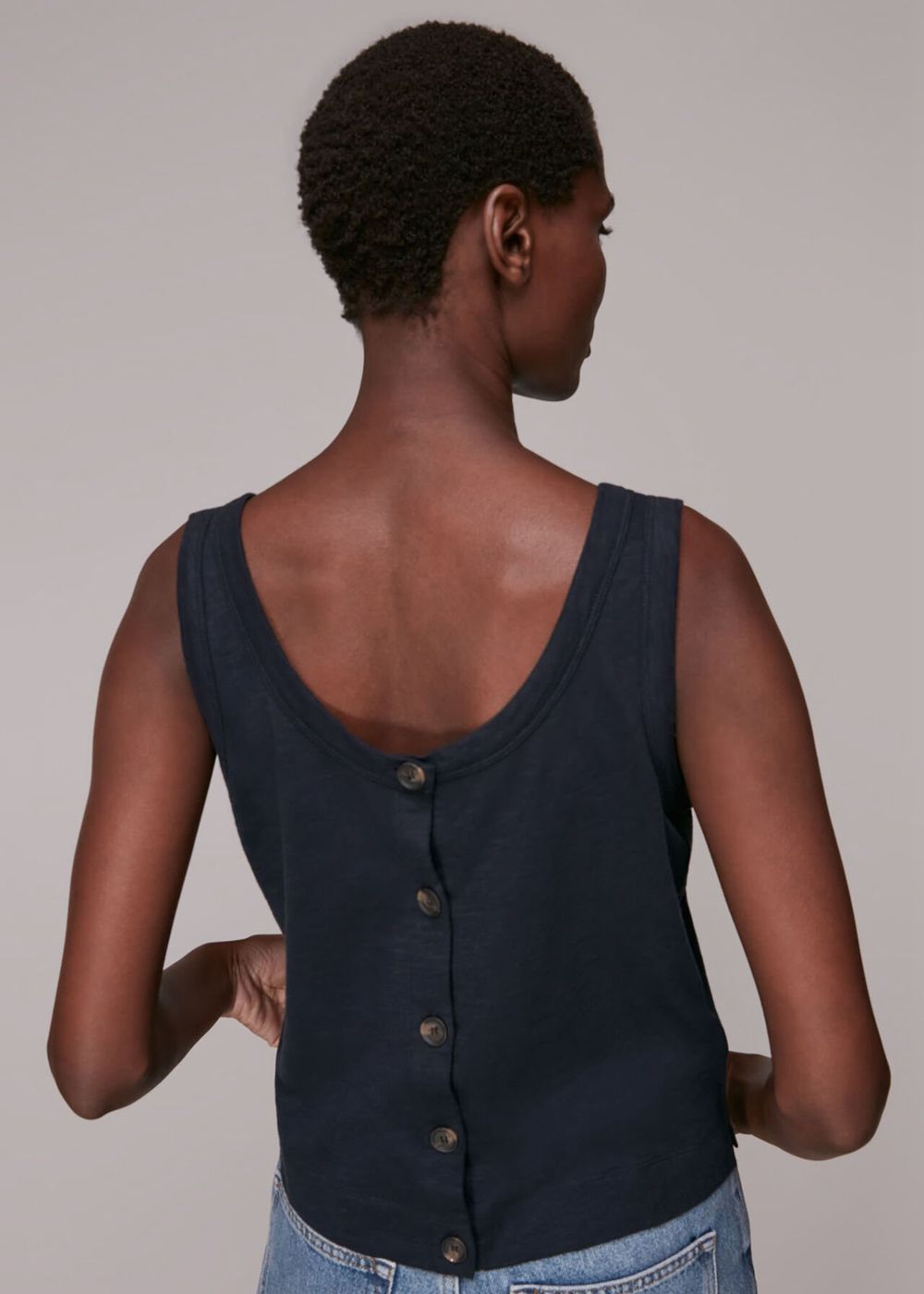 Whistles Reversible Button Up Tank Top Navy | US-30549FVOJ