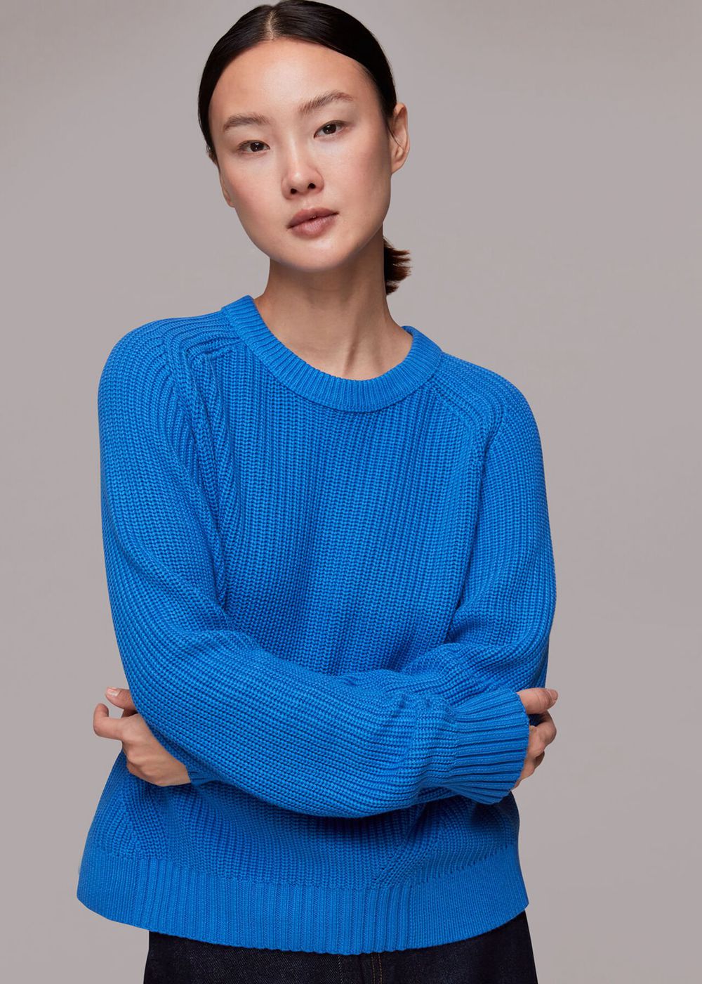 Whistles Rib Crew Neck Jumpers Blue | US-91372XUEP