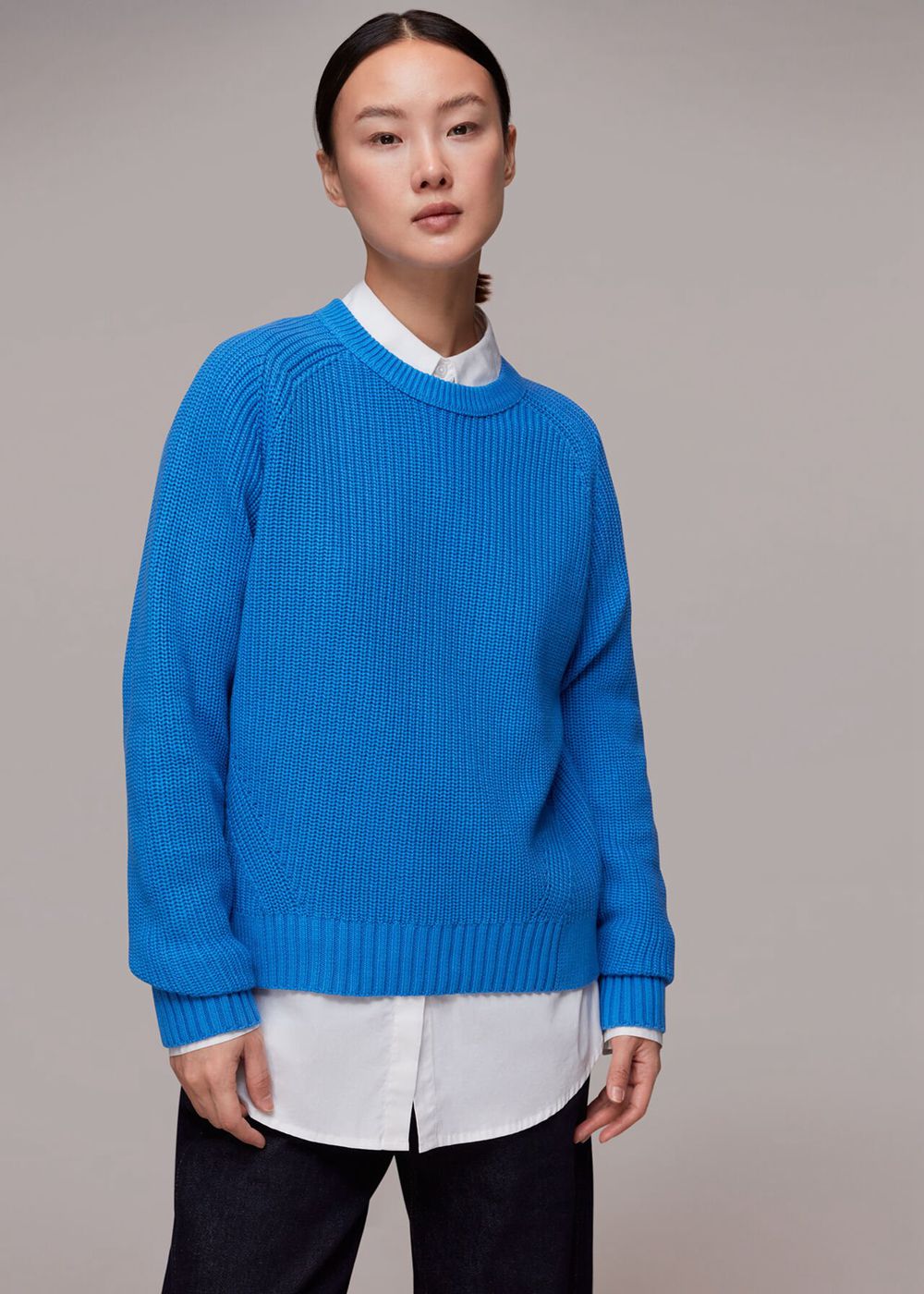 Whistles Rib Crew Neck Jumpers Blue | US-91372XUEP