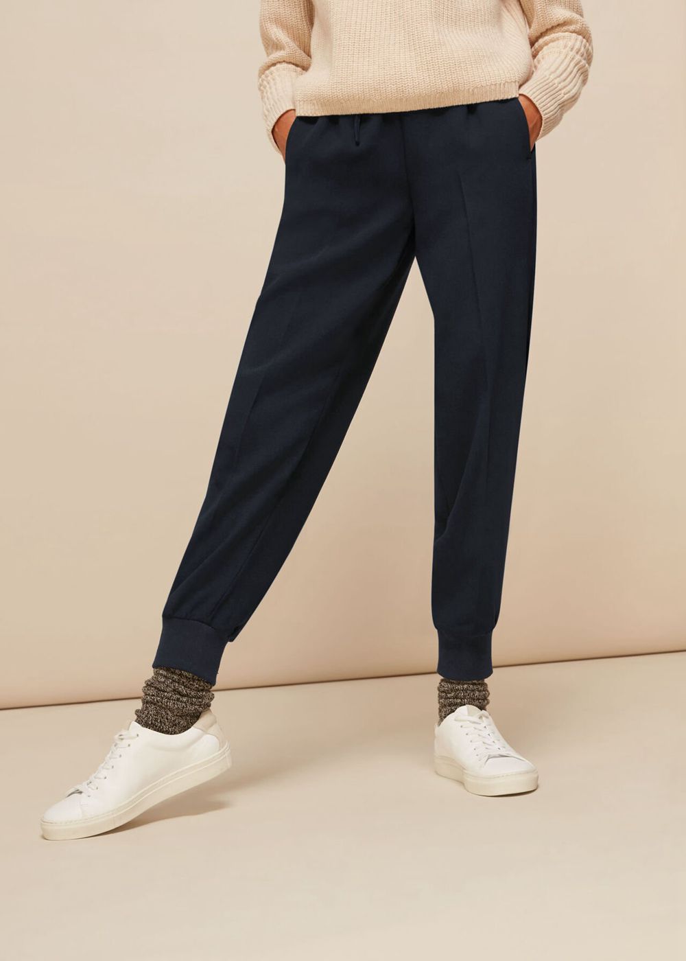 Whistles Rib Cuffed Crepe Joggers Navy | US-61728PAXG