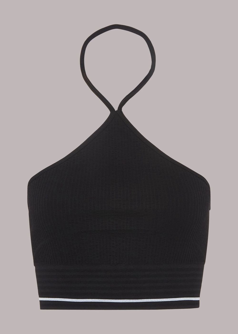 Whistles Rib Halter Neck Top Black | US-65321WTMU