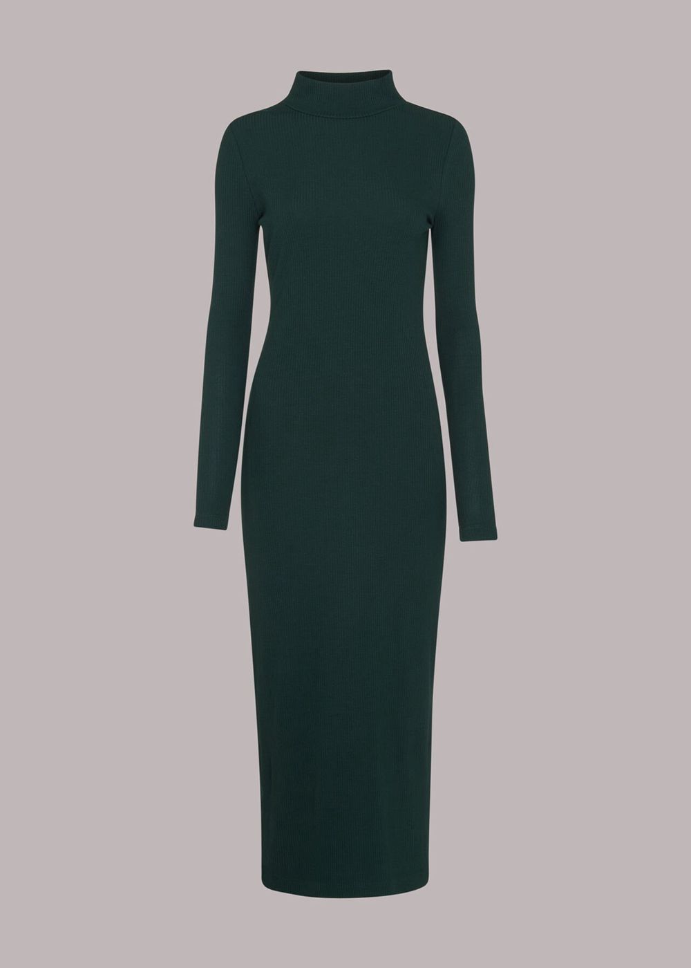 Whistles Rib Polo Jersey Dress Dark Green | US-90413YVJL