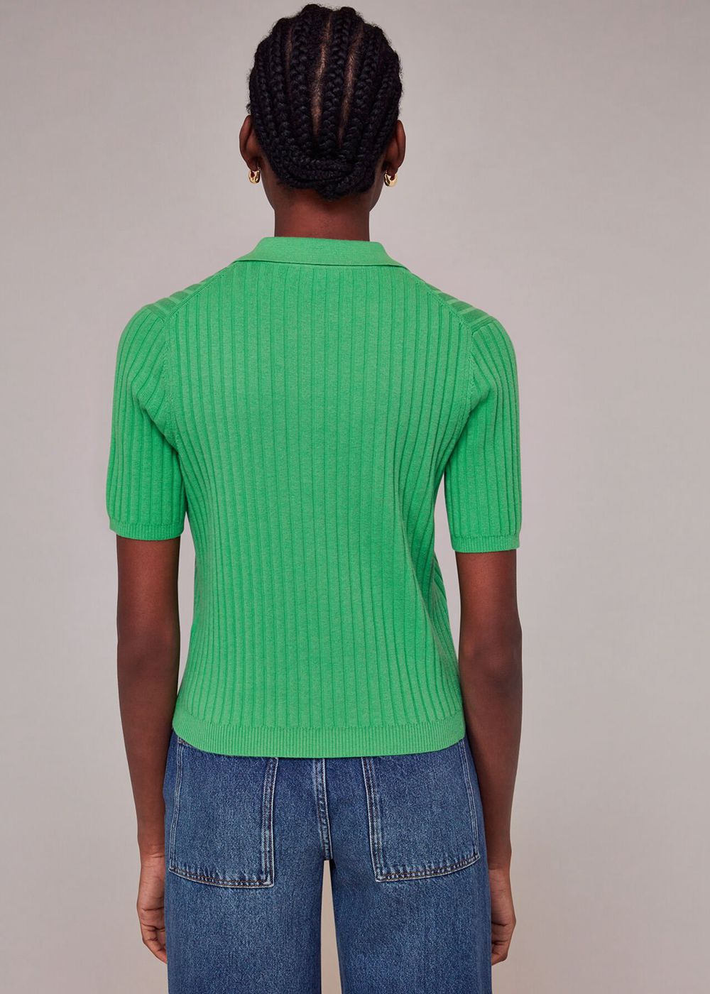 Whistles Rib Short Sleeve Knitwear Green | US-21350AWDL