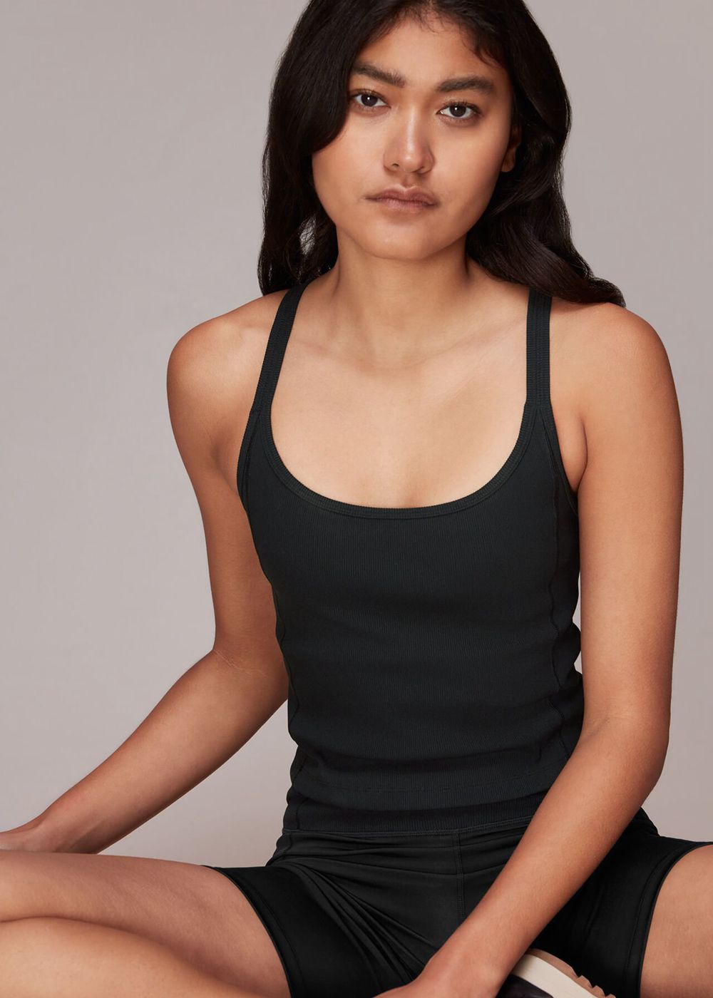 Whistles Ribbed Bra Top Black | US-13847SCWD