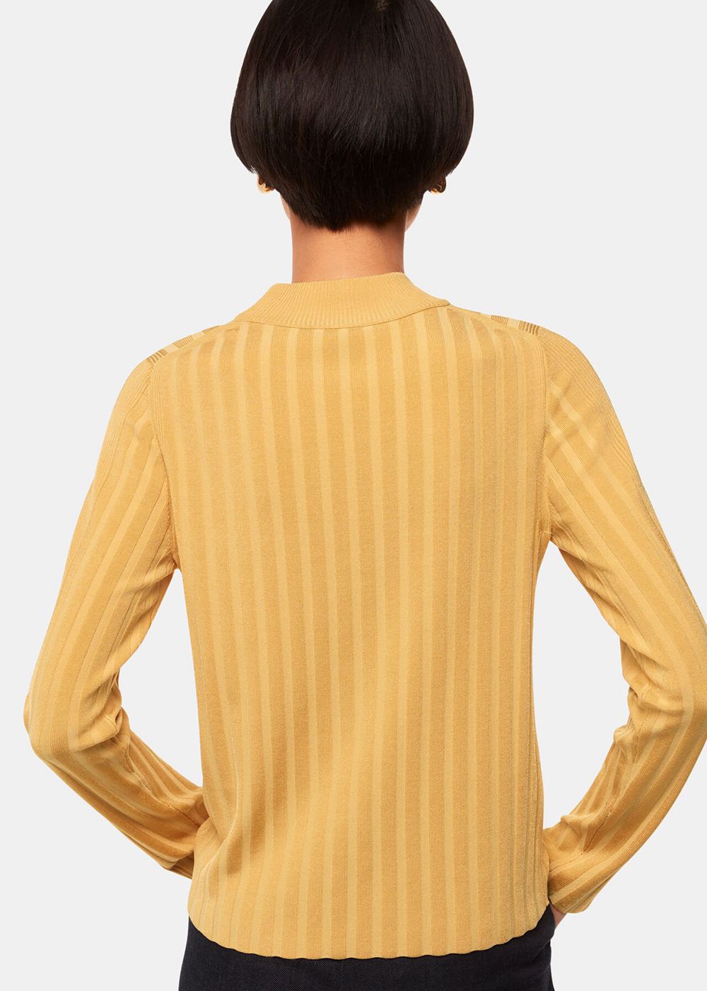 Whistles Ribbed Detail Crew Neck Knitwear Yellow | US-76089UJYL