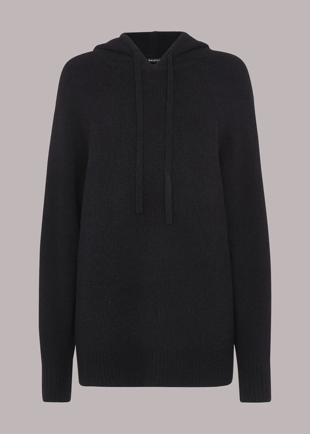 Whistles Ribbed Hoodie Black | US-62978FOAD