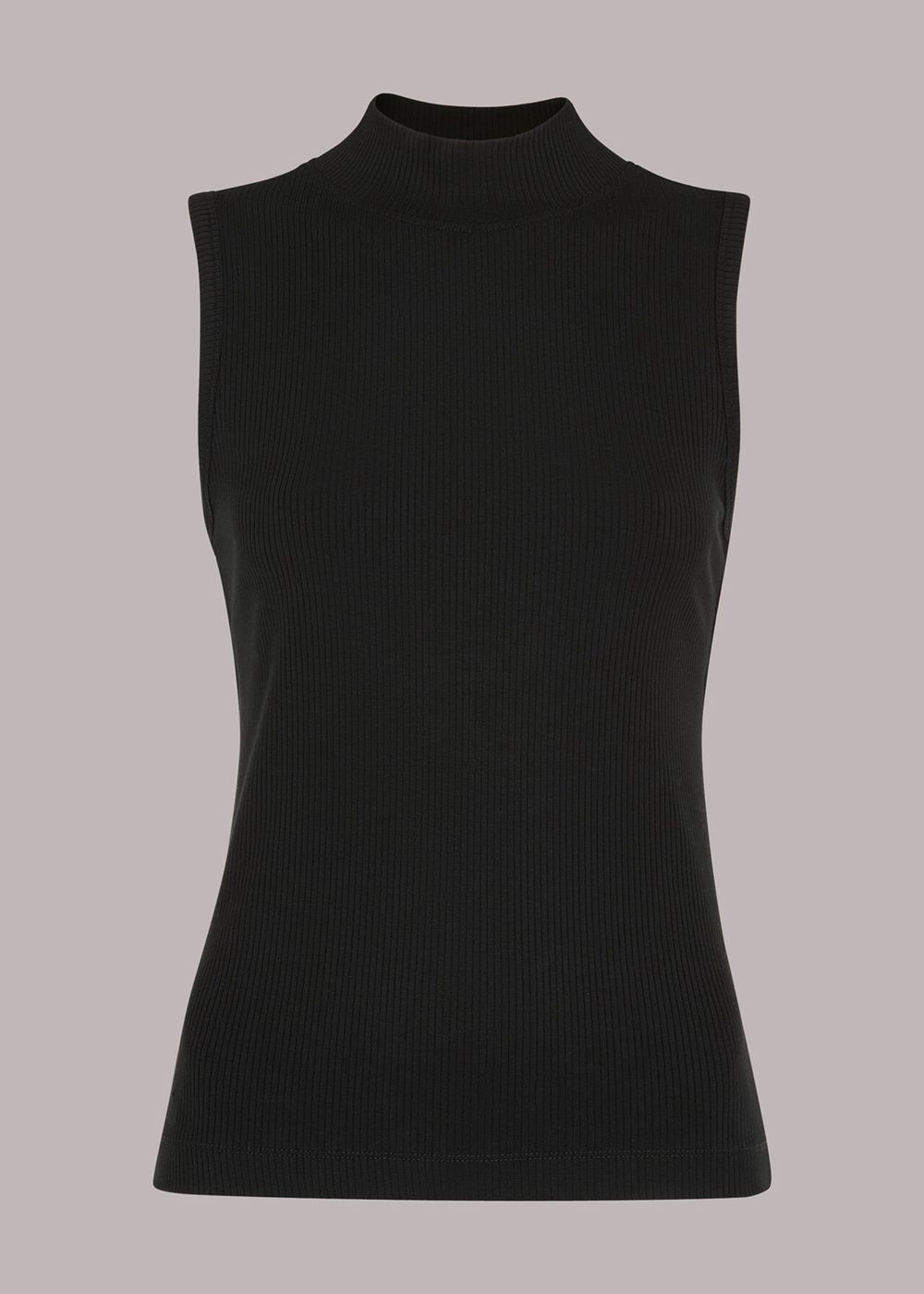 Whistles Ribbed Keyhole Tank Top Black | US-23708OBXG