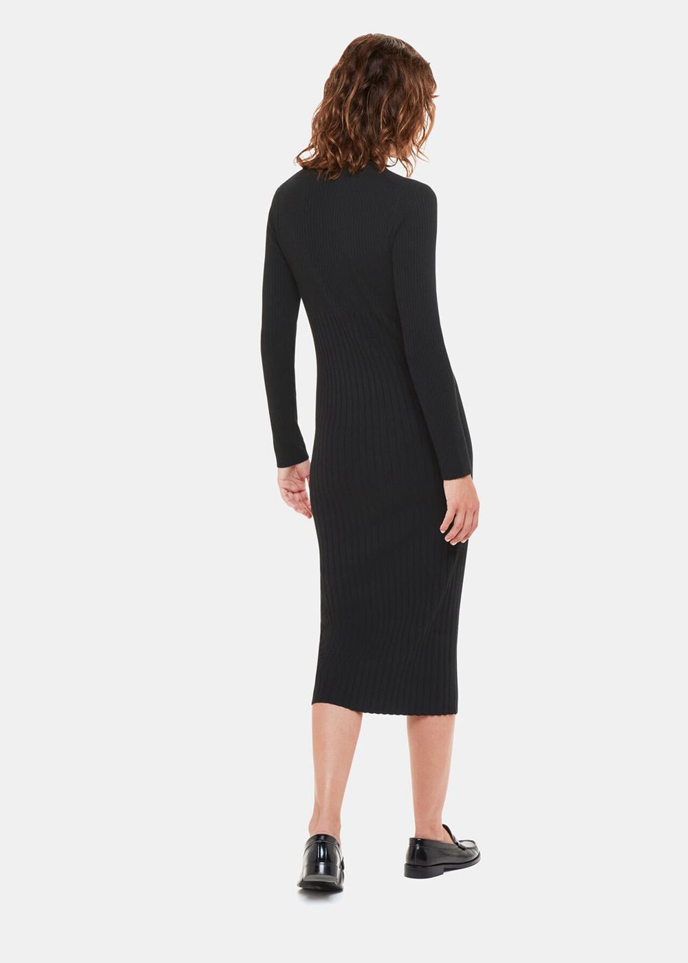 Whistles Ribbed Knitted Midi Dress Black | US-21537KZGY