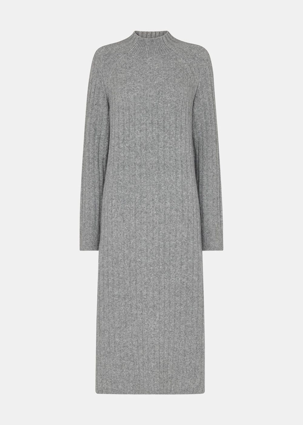 Whistles Ribbed Knitted Midi Dress Grey | US-80591ZOEB