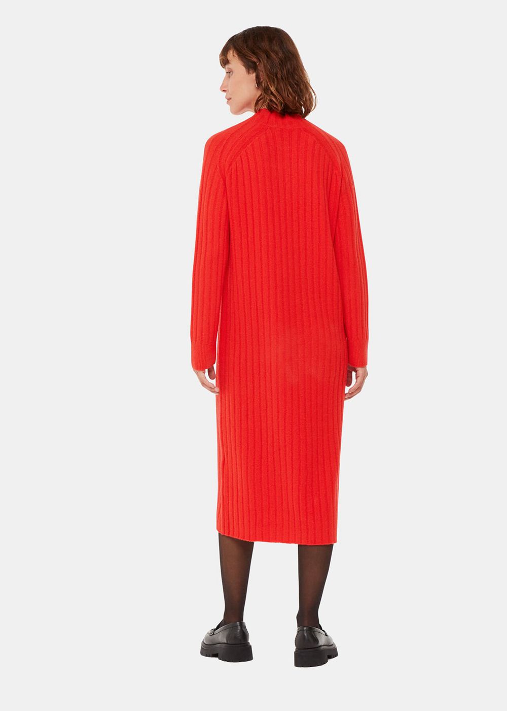 Whistles Ribbed Knitted Midi Dress Red | US-35468XPTG