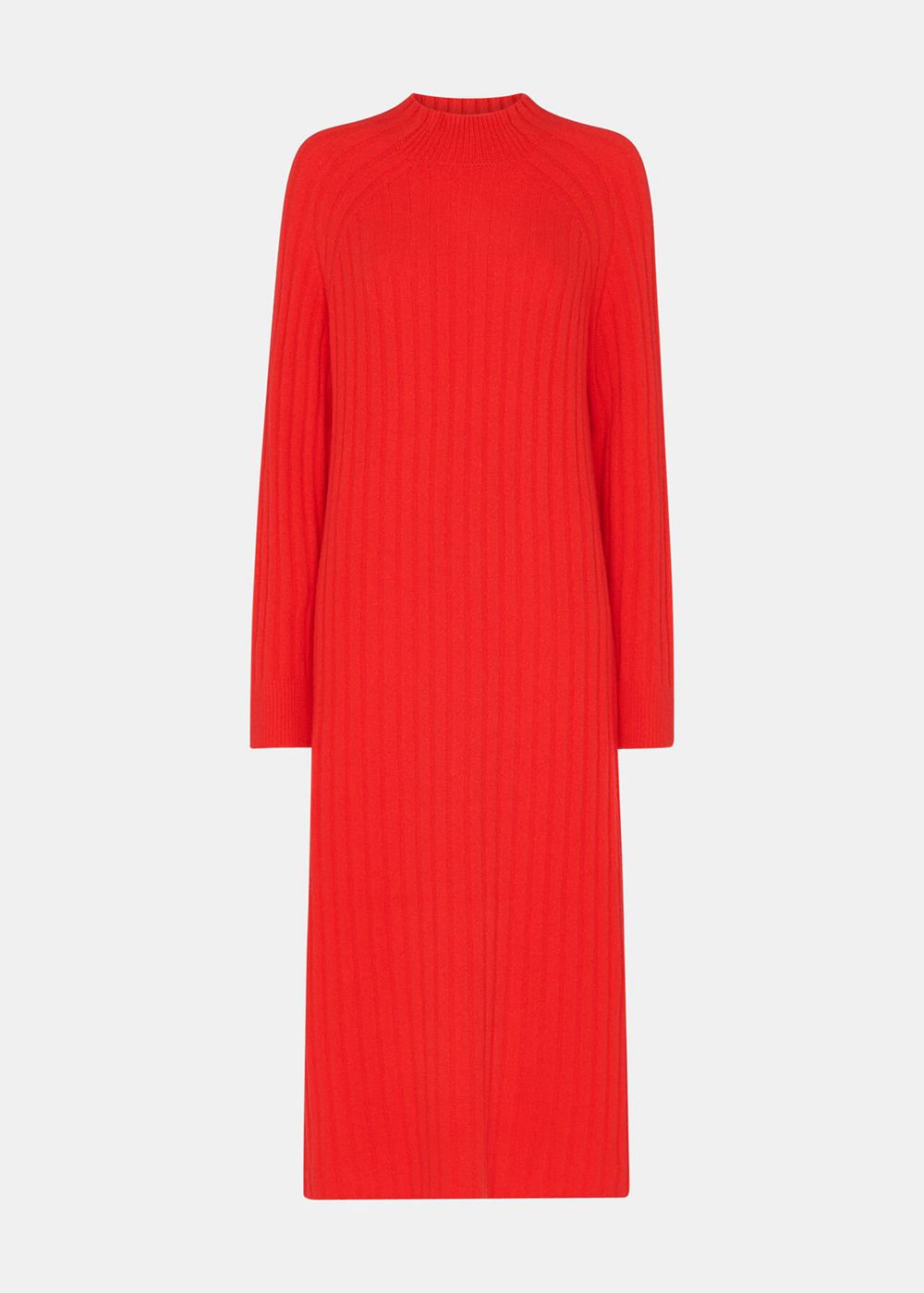 Whistles Ribbed Knitted Midi Dress Red | US-35468XPTG