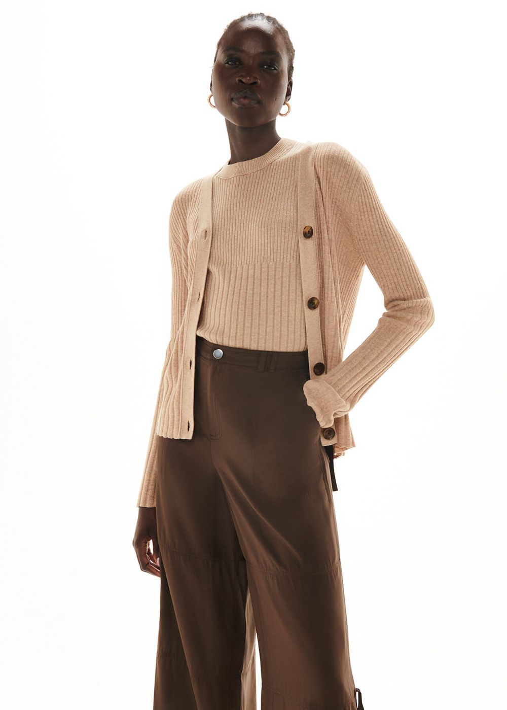 Whistles Ribbed Knitwear Brown | US-17246UORF