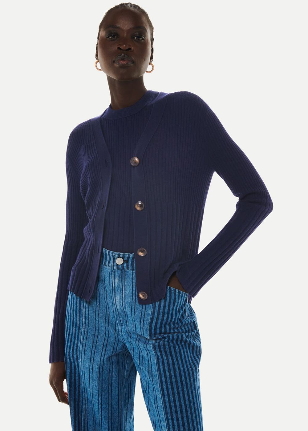 Whistles Ribbed Knitwear Navy | US-68150CNYU