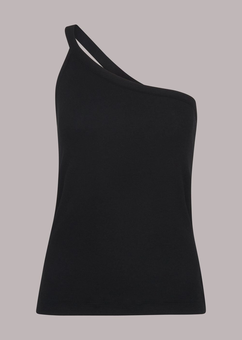 Whistles Ribbed One Shoulder Cami Top Black | US-03479DOWS