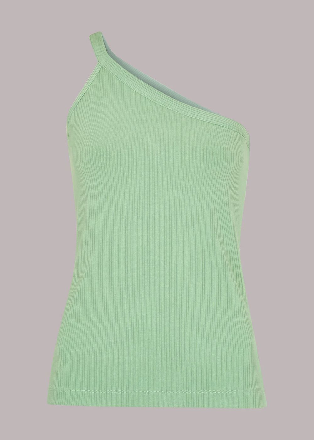 Whistles Ribbed One Shoulder Cami Top Olive Green | US-89703QVWC