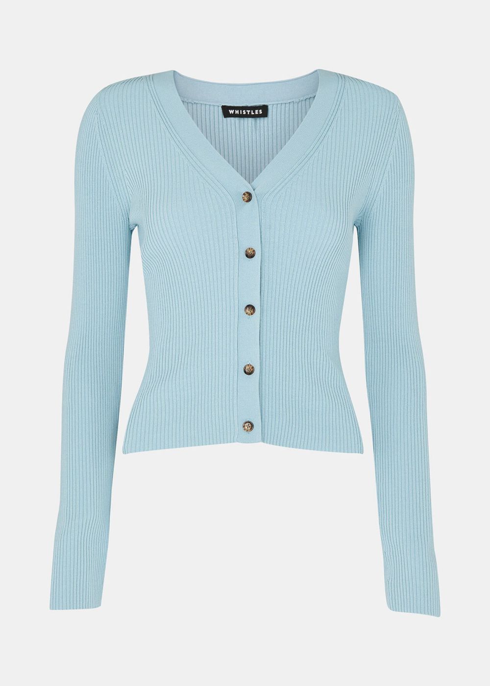 Whistles Ribbed V Neck Cardigan Blue | US-96153PTOC