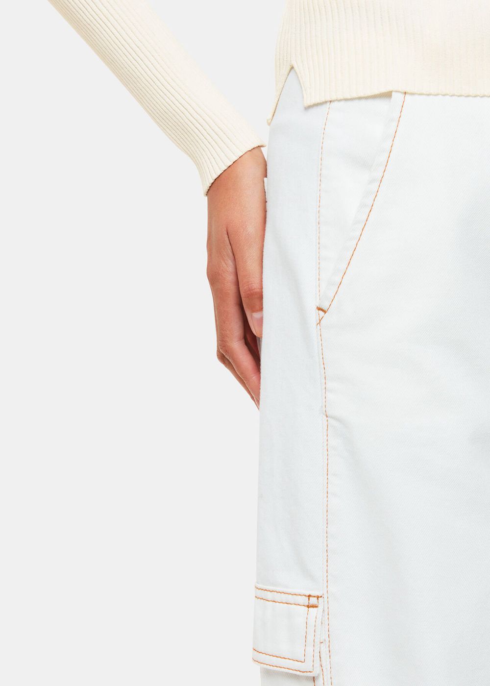 Whistles Ribbed V Neck Cardigan White | US-09815TCSG