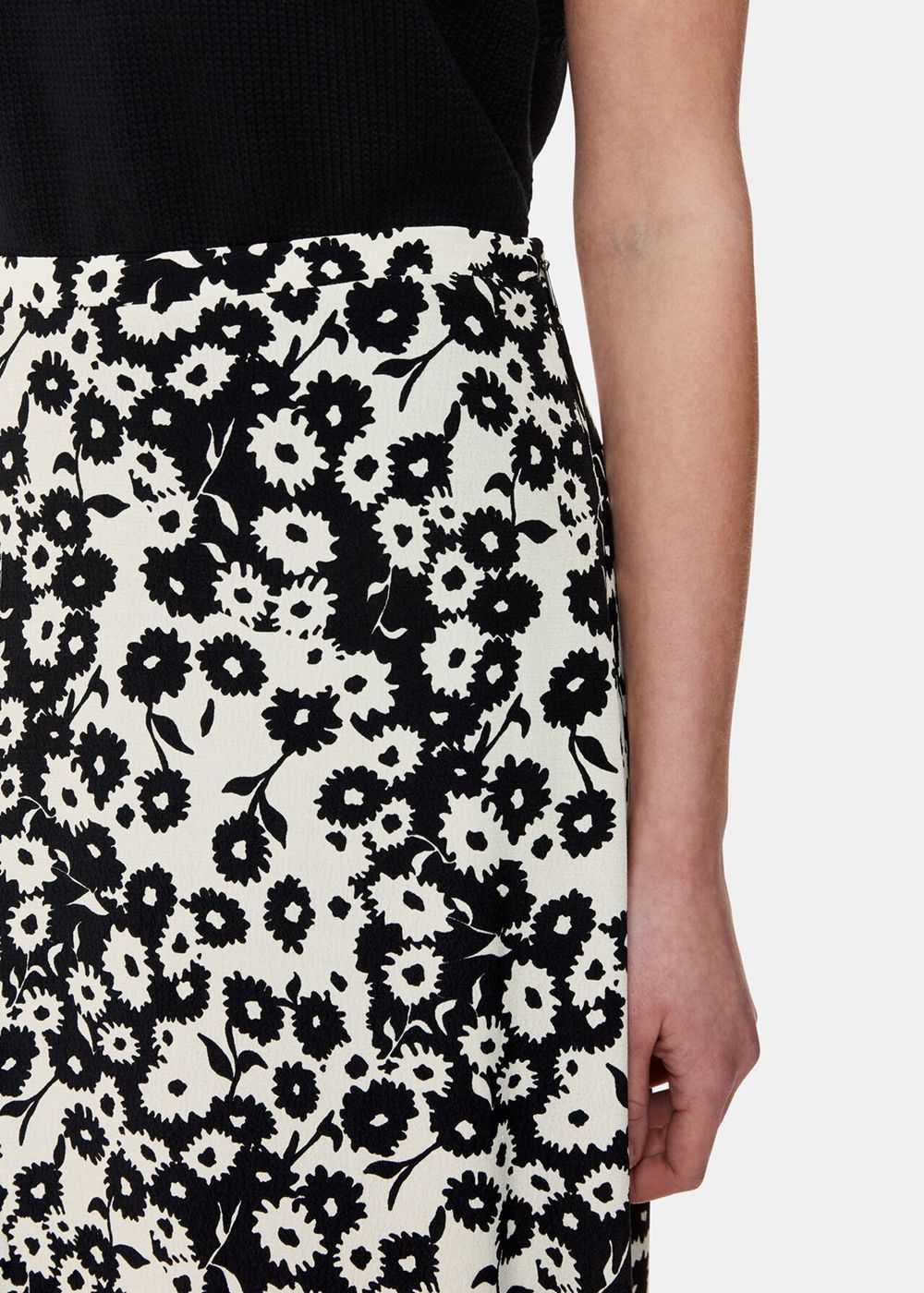 Whistles Riley Floral Print Skirts Black White | US-80416DQFI