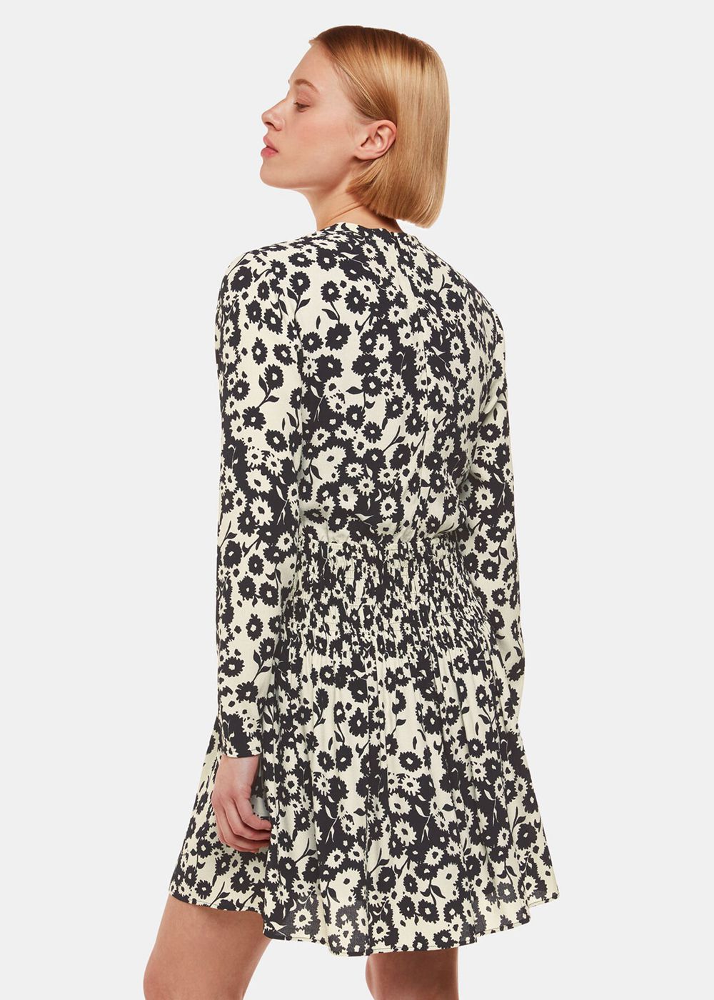 Whistles Riley Floral Shirred Dress Black / Multicolor | US-78206TCHR