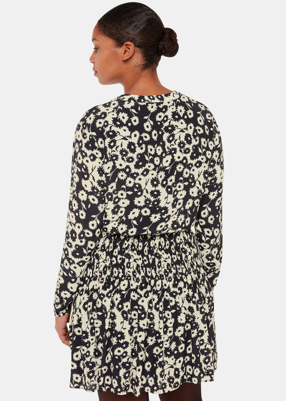 Whistles Riley Floral Shirred Dress Black / Multicolor | US-78206TCHR