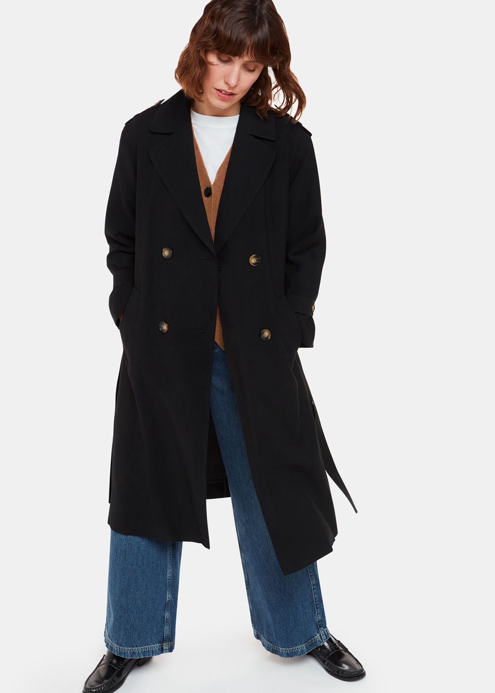 Whistles Riley Trench Coat Black | US-64275OFPR