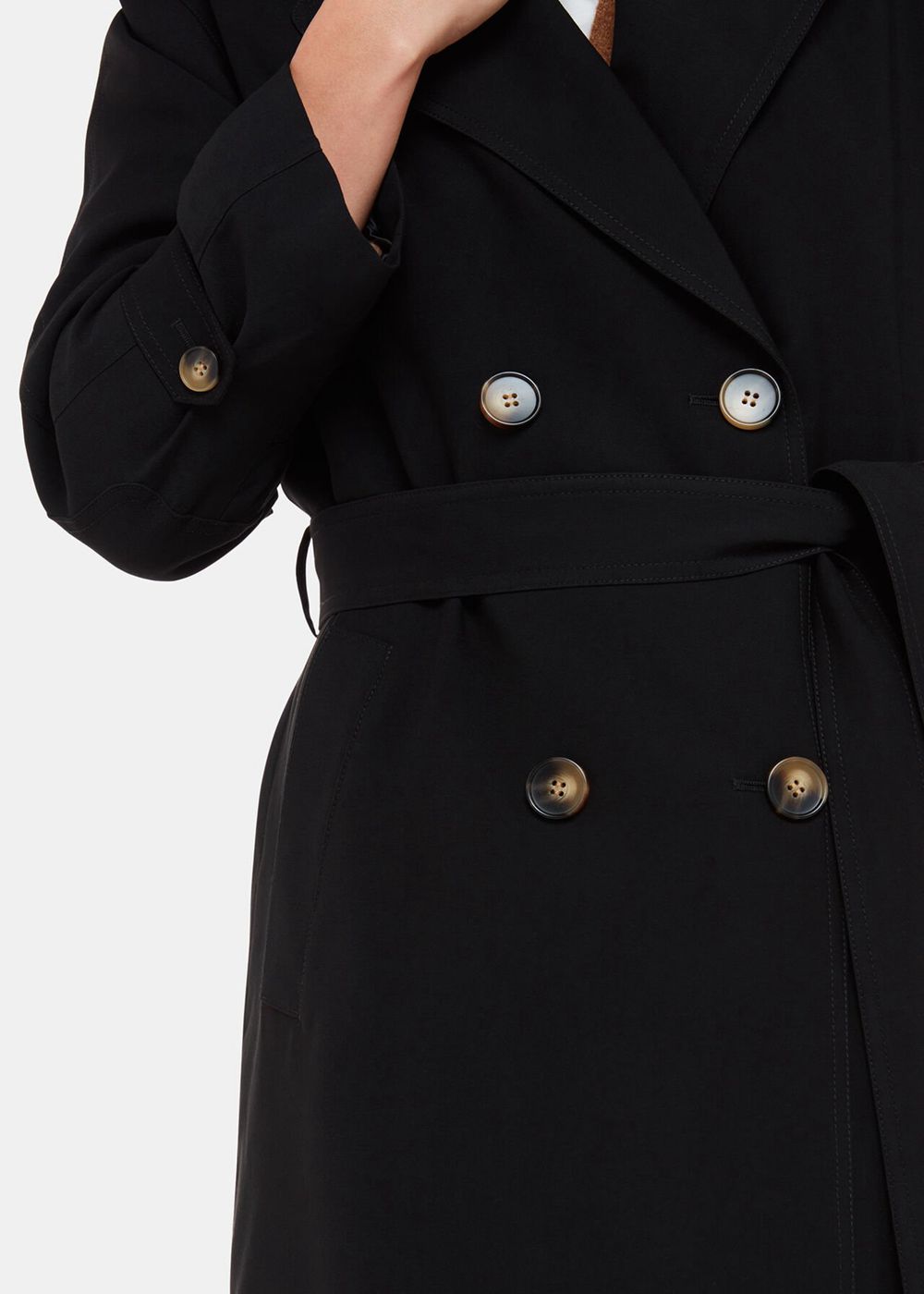 Whistles Riley Trench Coat Black | US-64275OFPR