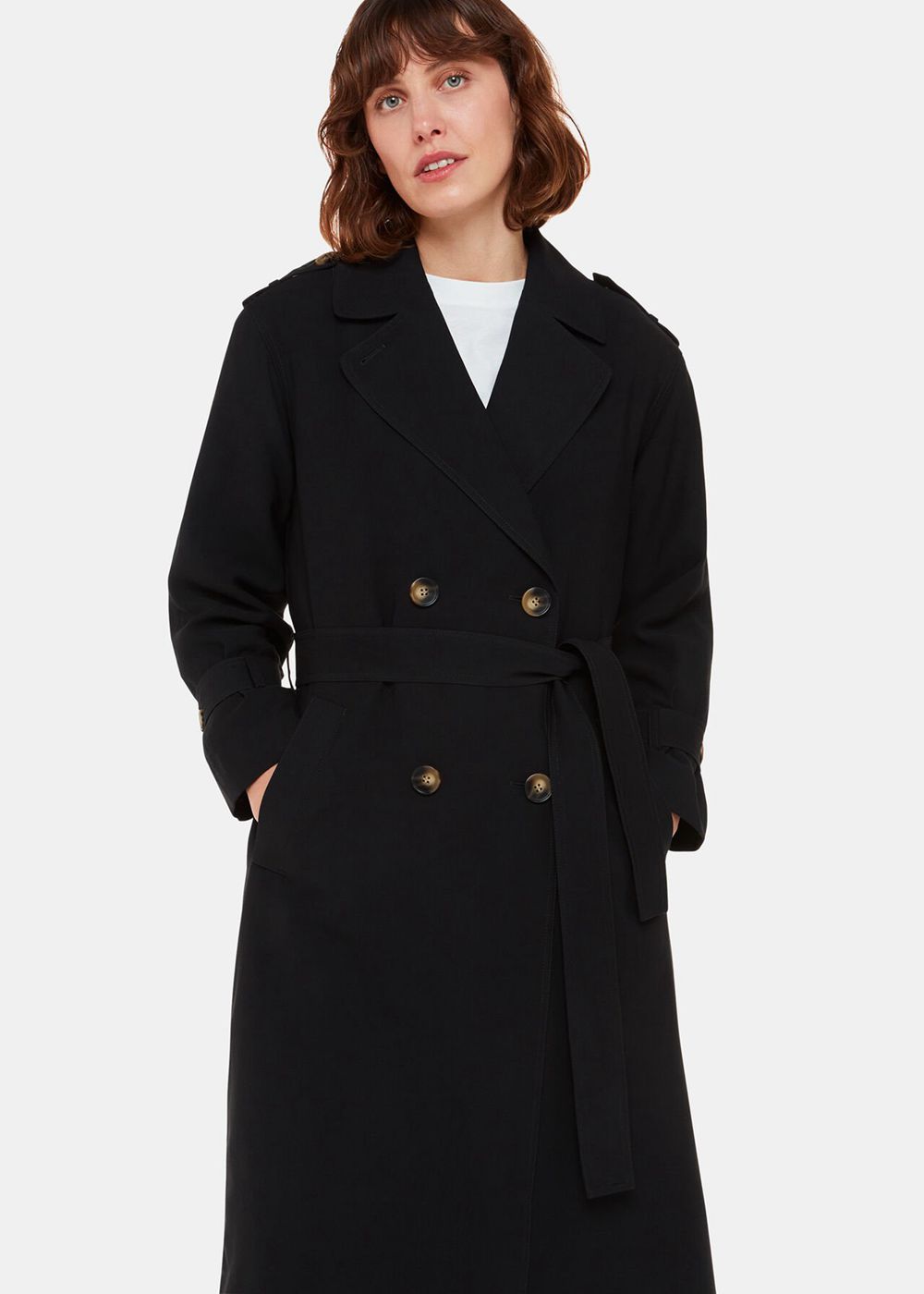 Whistles Riley Trench Coat Black | US-64275OFPR