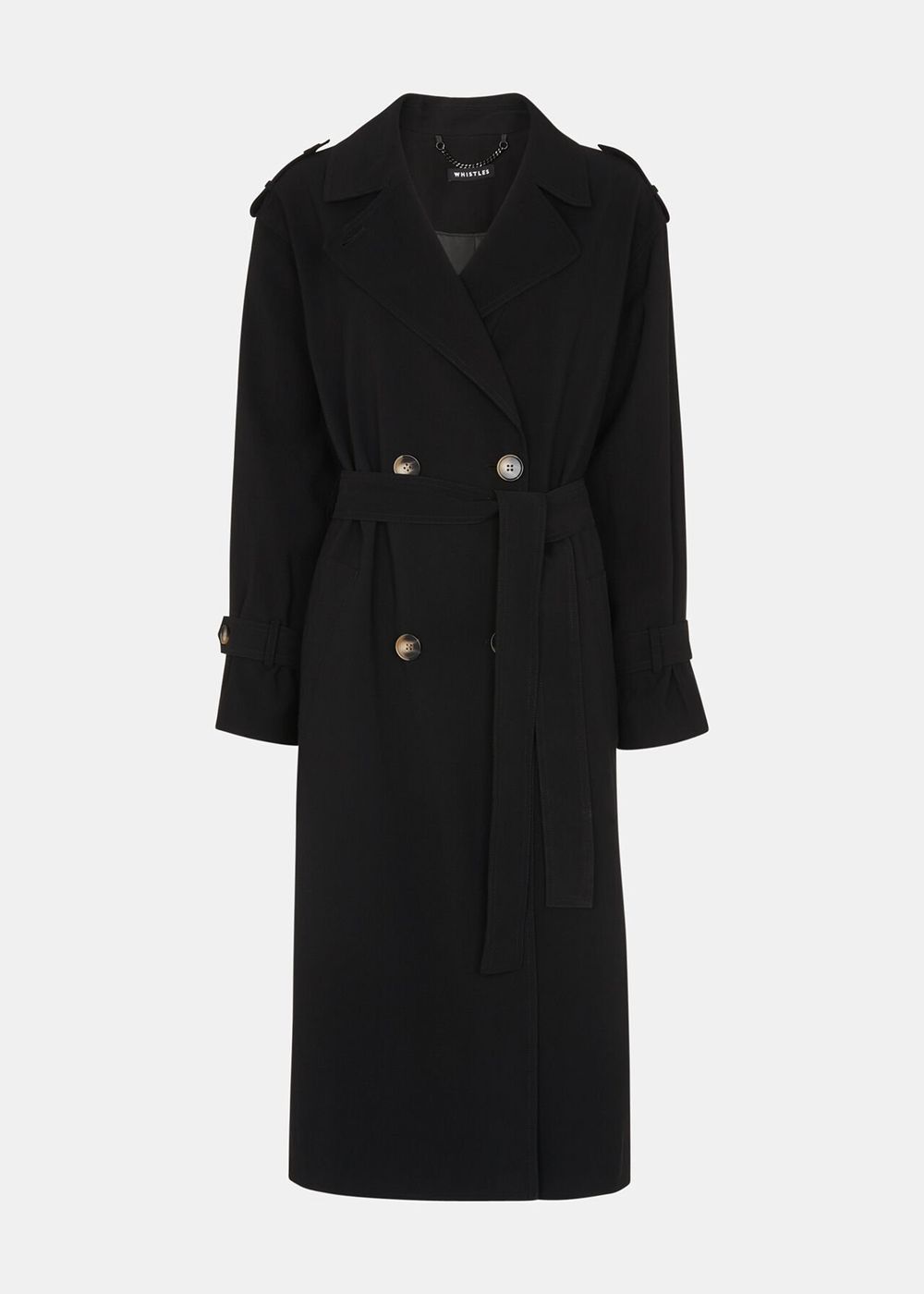 Whistles Riley Trench Coat Black | US-64275OFPR