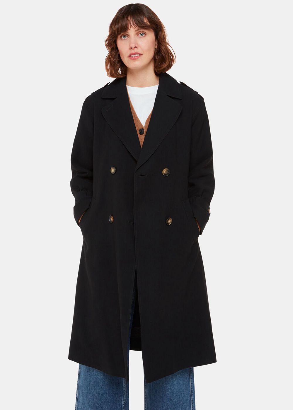 Whistles Riley Trench Coat Black | US-64275OFPR