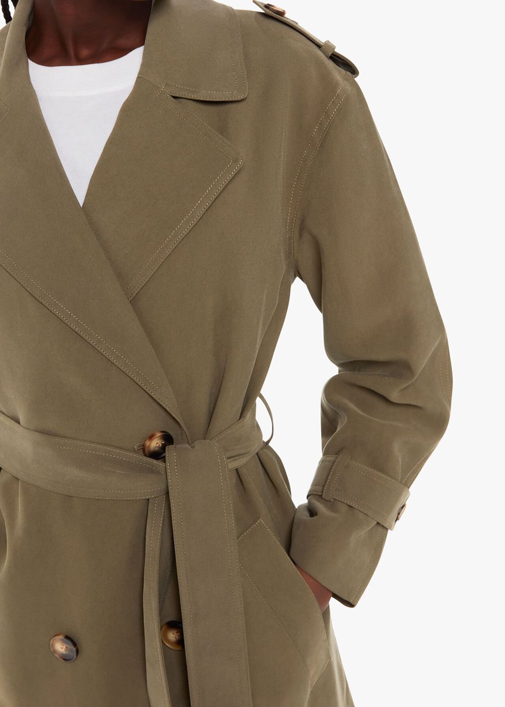 Whistles Riley Trench Coat Khaki | US-48276YZQS