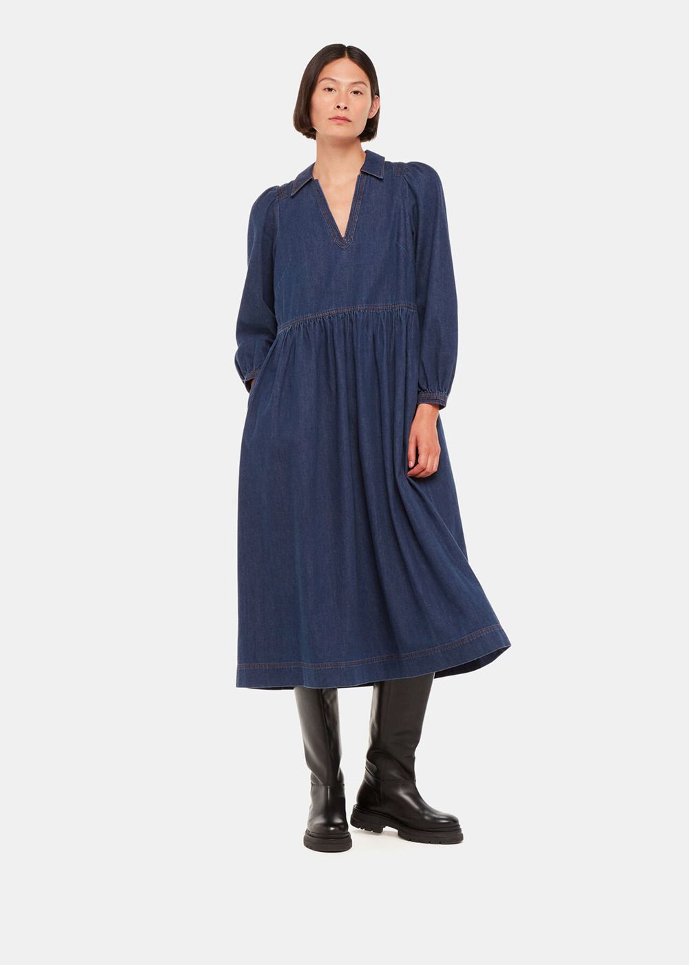 Whistles Rina Trapeze Dress Blue | US-10349UMJN