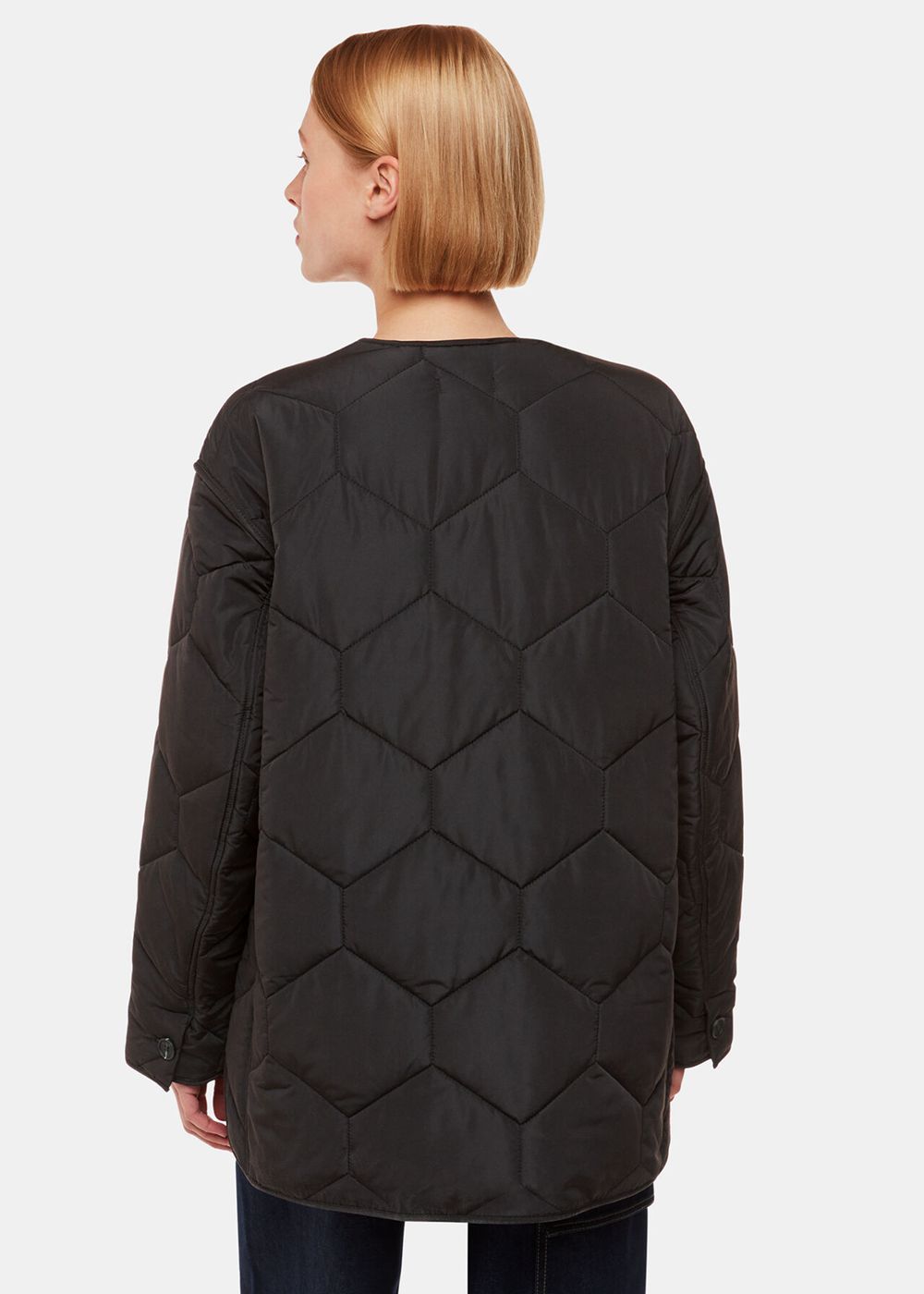 Whistles Rita Short Quilted Coat Black | US-90261NGSJ