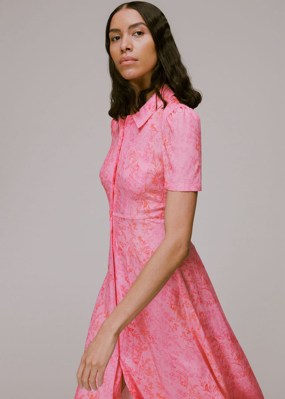 Whistles Robyn Baroque Shirt Dress Pink / Multicolor | US-67480FTMQ