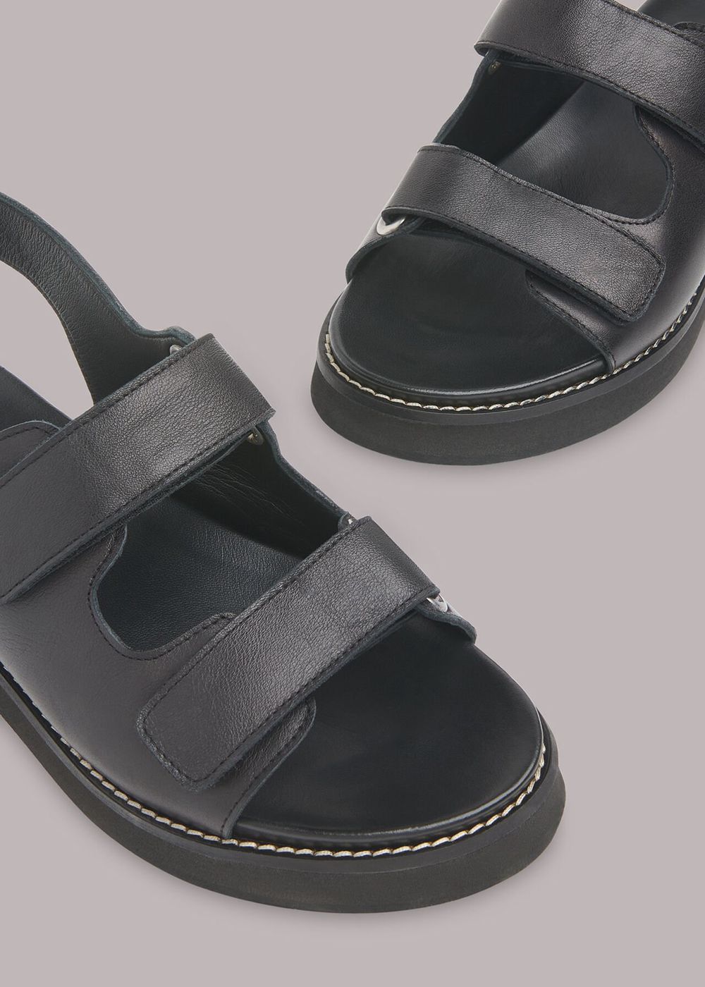 Whistles Rocco Velcro Sandals Black | US-30259REZY