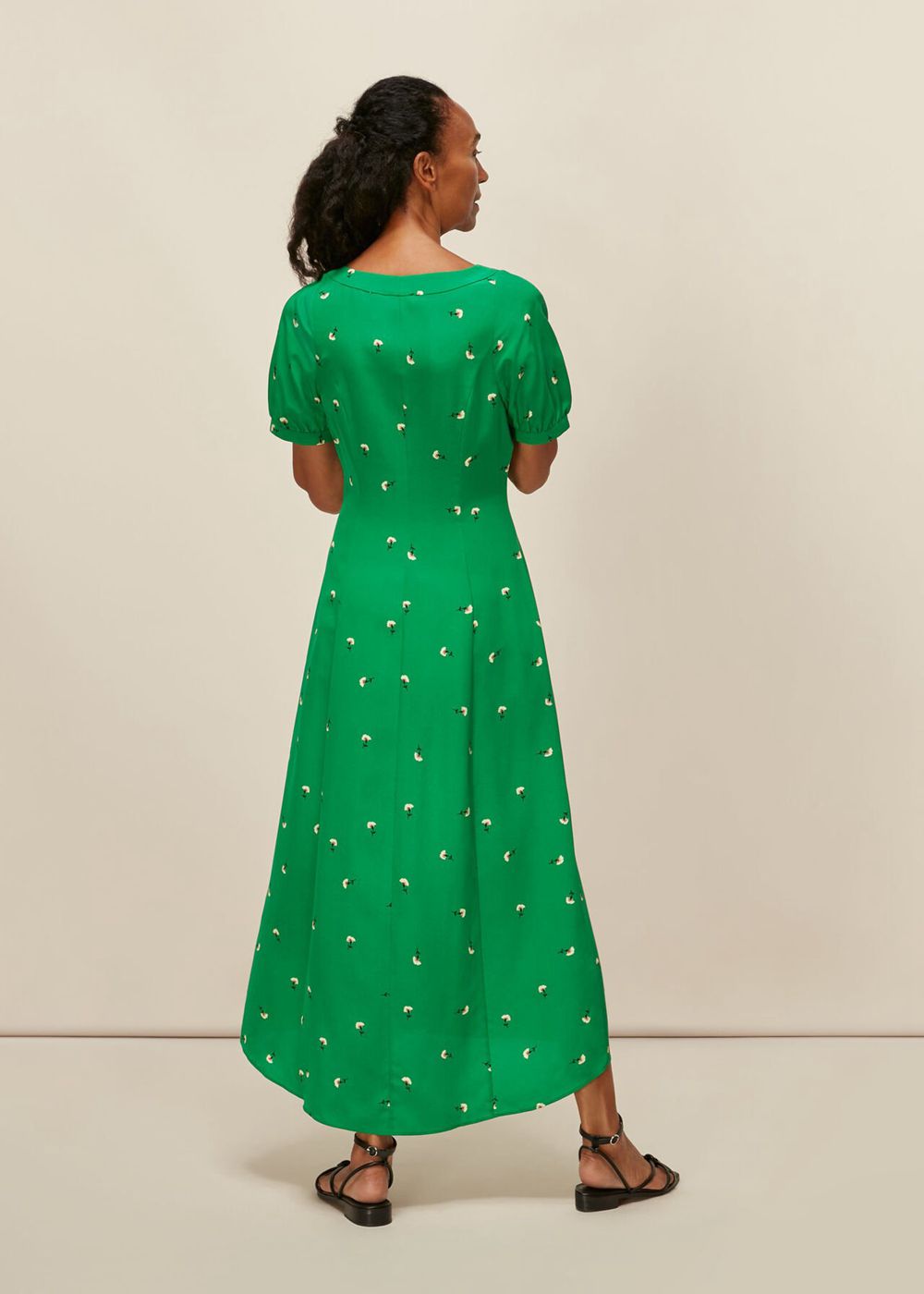 Whistles Romantic Floral Silk Dress Green / Multicolor | US-32150TCOW