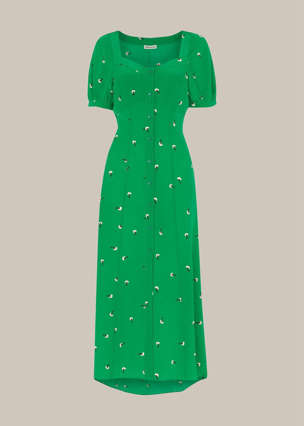 Whistles Romantic Floral Silk Dress Green / Multicolor | US-32150TCOW