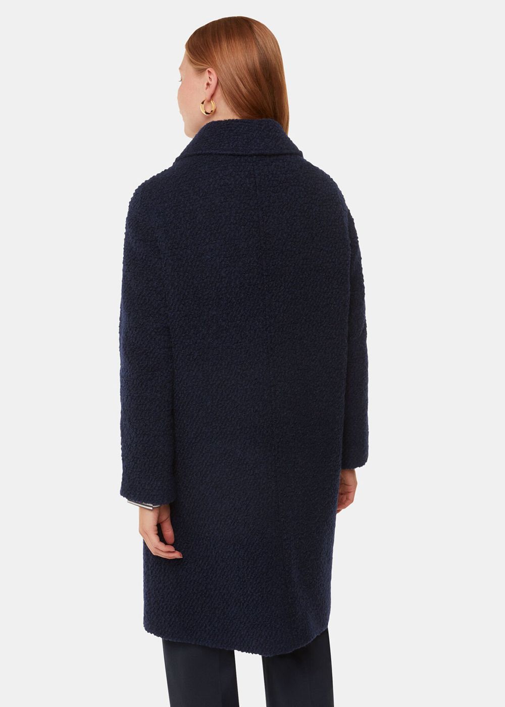 Whistles Romy Boucle Coat Navy | US-51279ZKQX