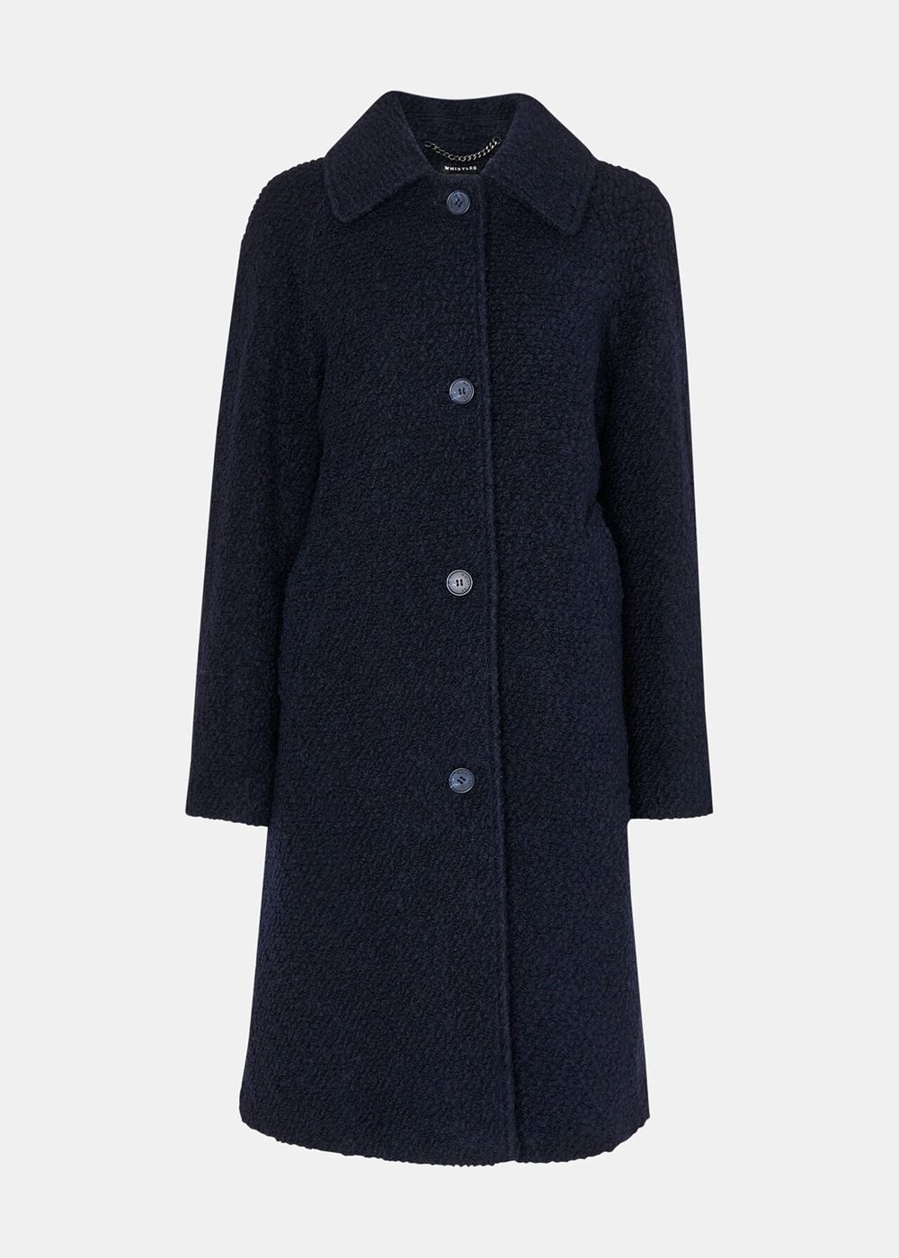 Whistles Romy Boucle Coat Navy | US-51279ZKQX