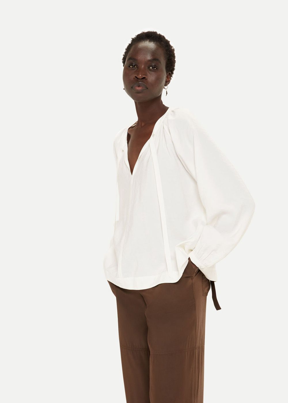 Whistles Ronnie Tie Front Top White | US-32015TGUS