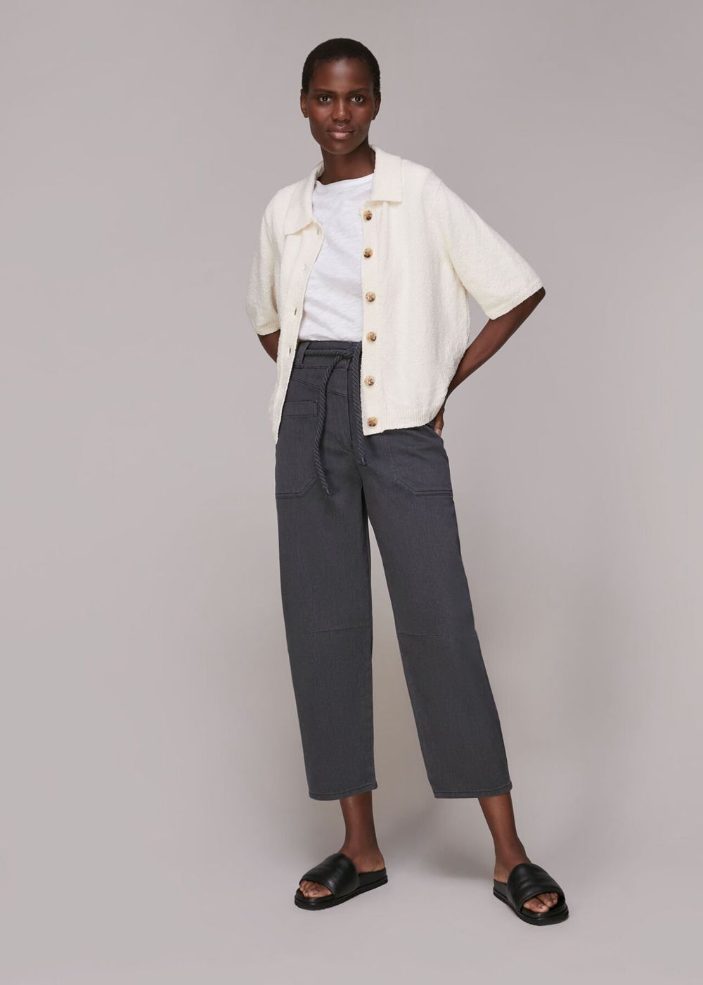 Whistles Rope Belted Casual Pants Black | US-28013UPIX