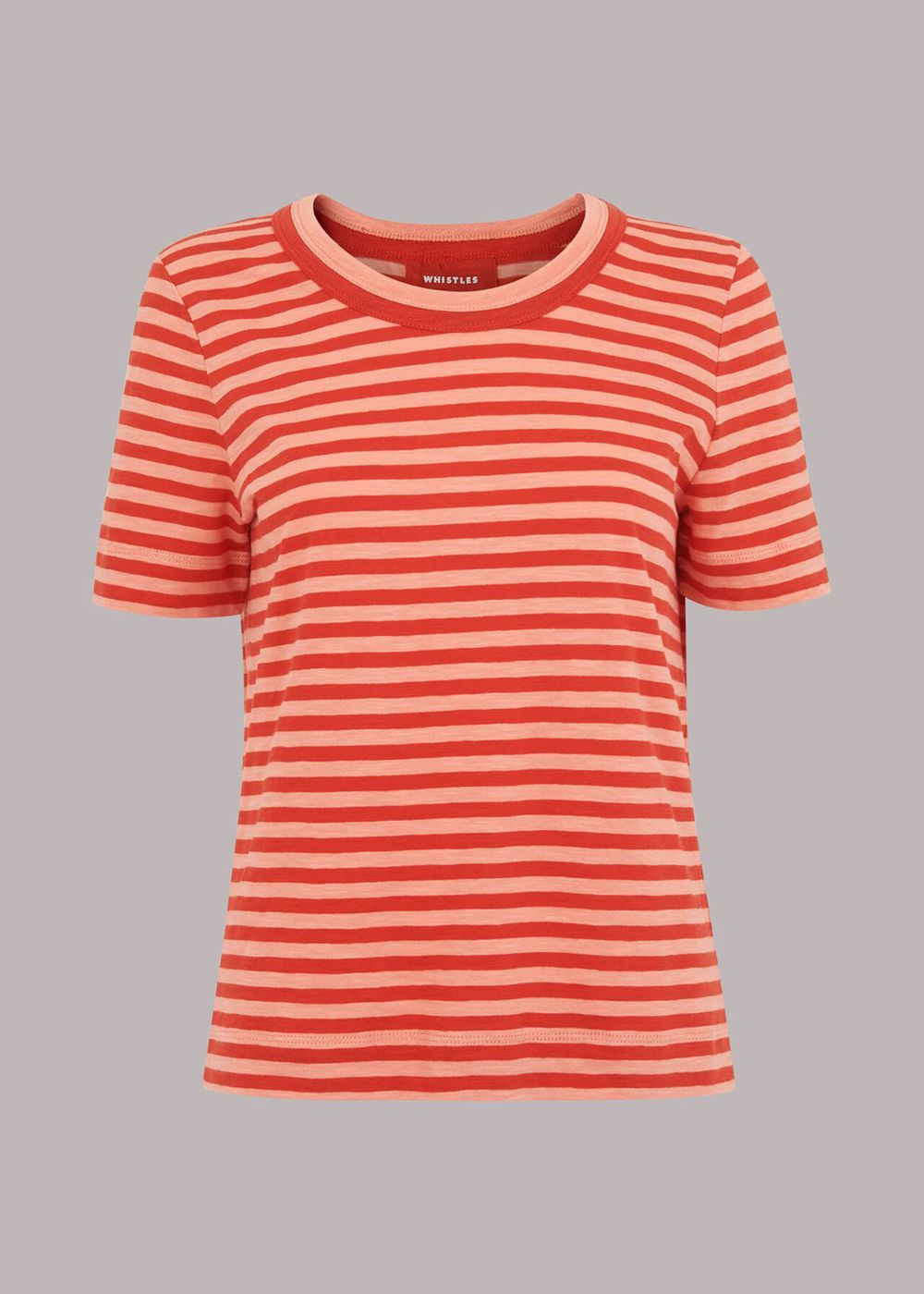 Whistles Rosa Double Trim Stripe T-Shirt Red / Multicolor | US-95247LHXV