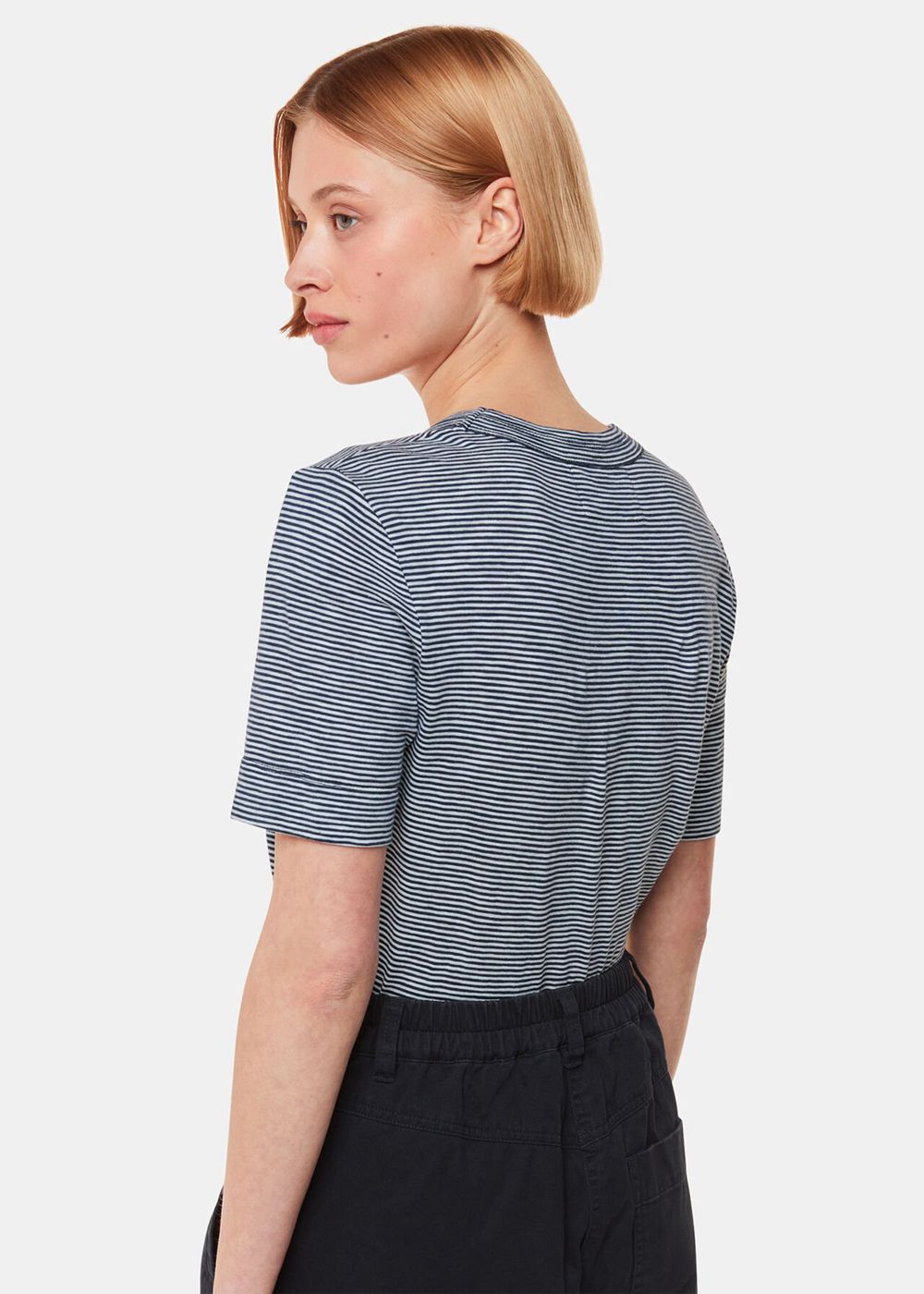 Whistles Rosa Double Trim Stripe T-Shirt Navy / Multicolor | US-08594TJSX