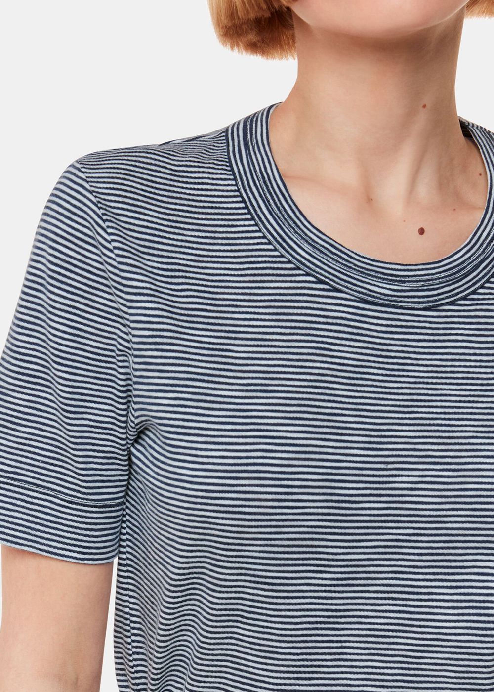 Whistles Rosa Double Trim Stripe T-Shirt Navy / Multicolor | US-08594TJSX