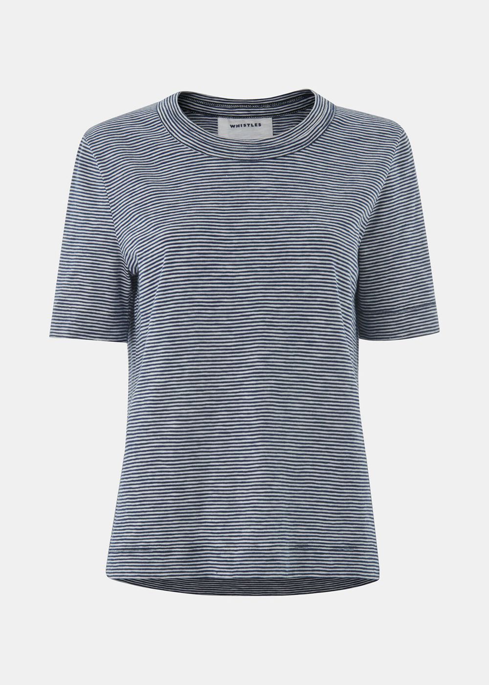 Whistles Rosa Double Trim Stripe T-Shirt Navy / Multicolor | US-08594TJSX