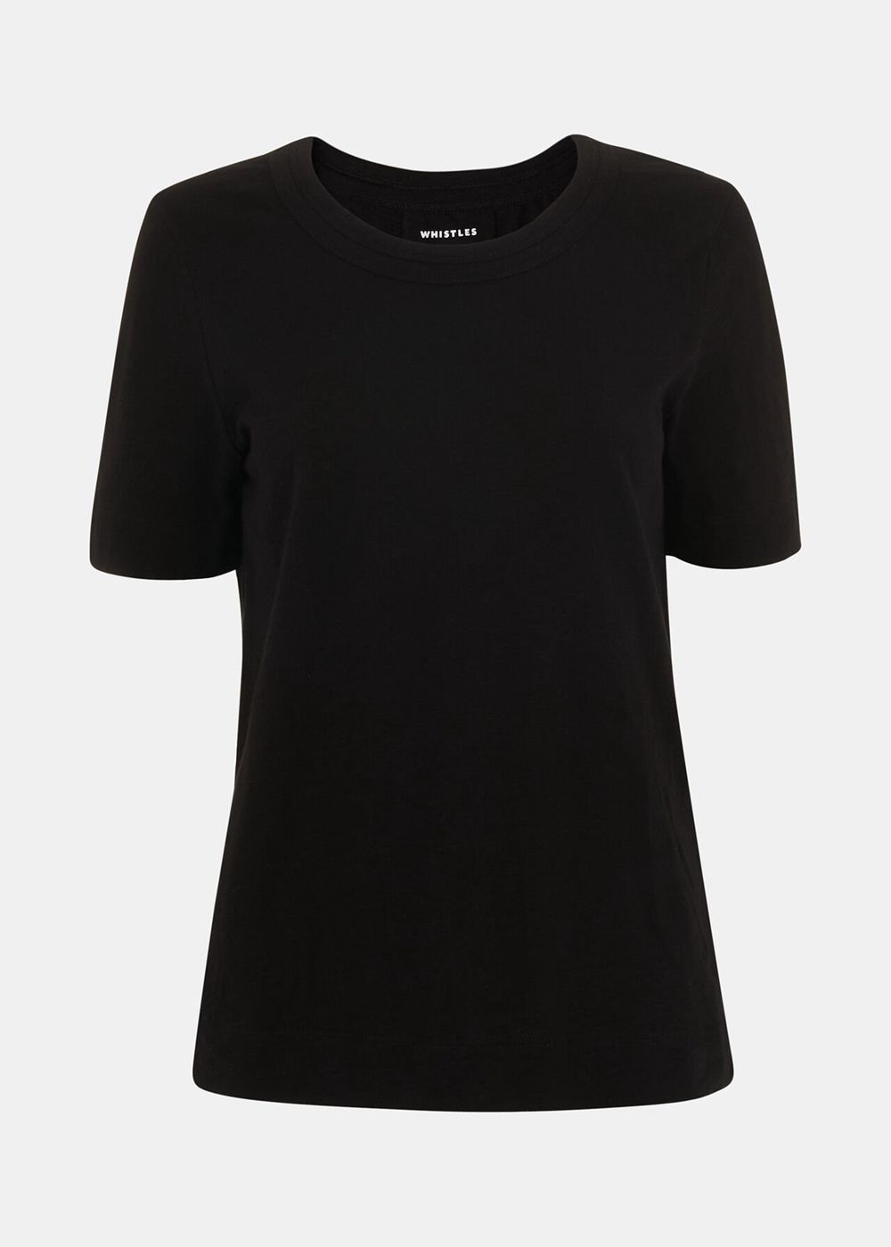 Whistles Rosa Double Trim T-Shirt Black | US-62519YBTK